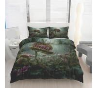 Venus Flytrap Duvet Cover King Size, Tropical Plant Print Bedding Set, Soft Microfiber Gothic Jungle Comforter Cover with 2 Pillowcases, with Zipper Closure & Corner Ties T116h