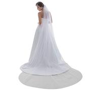 Venus Jewelry Women's 1T 1 Tier Star Light Rhinestone Crystal Veil Cathedral Length 108" Ivory
