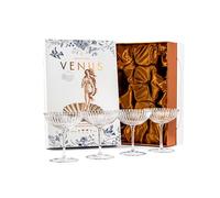 Venus Seashell Coupe Cocktail Glasses | Set of 4 | 240 ml Crystal Ribbed Champagne Saucers for Drinking P-Star and Espresso Martini, Margarita, Daiquiri, Cosmopolitan, Gimlet | Elegant Gift Glassware