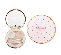Venus Star Magic Contact Lens Case with Mirror, Bottle, Tweezers & Contact Lenses Insert Aid - Lens Container for Soft & Hard Lenses, Spell of dots pink, Star magic