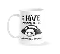 Venus Style I Hate Morning People and Mornings Funny Lazy Panda White Coffee Mug