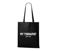 Venus Style My Therapist Gave Up Sarcastic Funny Tote Bag - Blank White Canvas Tote Bag Black