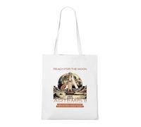 Venus Style Reach For The Moon Artemis Space Exploration Vintage Rocket Launch Tote Bag White