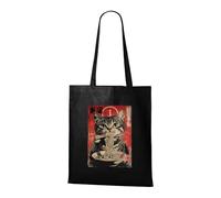 Venus Style Retro Japanese Ramen Cat Tabby Noodles Chopsticks Vintage Poster Art Tote Bag Black