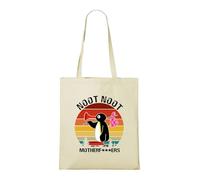 Venus Style Retro Sunset Penguin Adventure Tote Bag - Funny Vintage Traveling Bird Design Tote Bag Natural