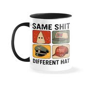 Venus Style Same Shit Different Ideology Political Satire MAGA Confederate Vintage Retro Meme White Coffee Mug with Black Rim and Handle