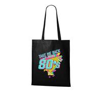 Venus Style Take Me Back To The 80's Retro Nostalgia Roller Skate Neon Geometric Tote Bag Black