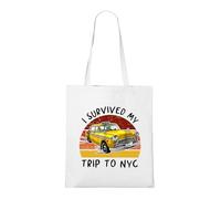 Venus Style Vintage Yellow Taxi Retro New York Funny Stick Figure Driver Distressed Classic Cab Tote Bag White