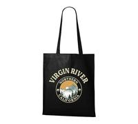 Venus Style Virgin River Northern California Vintage Mountain Badge Retro Pine Forest Hiking Outdoor Adventure Tote Bag Black