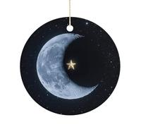 Venus Transit Ceramic Christmas Ornaments with Gold String - Personalized Double-Sided 2.9 Inch Xmas Tree Decorations, Rustic Winter Hanging Ornaments for Holiday Party Gift