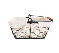 Venus valink Bread Basket, Vintage Bread Display Basket, Wrought Iron Storage Basket w/Cotton Lining, Kitchen Fruit Basket Storage Organiser Bowl Desktop Basket for Breakfast Bars, Coffee Bars, Cafes