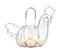 Venus valink Chicken Hen Shaped Egg Holder, Metal Wire Egg Storage Basket, Egg Display Rack, Fruit Basket Home Snacks Organizer - Silver, 30x25cm