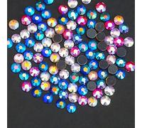 VENUS3 Premium DMC Hot Fix Rhinestone Glass Gemstones Sparkling Flat Back Iron or Glue on Diamante DIY Art and Craft Nail Art Bling Beads (SS16: 3.8-4mm - 200 Stones/Pack, Mixed AB)
