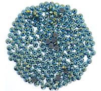 VENUS3 Premium DMC Hot Fix Rhinestone Glass Gemstones Sparkling Flat Back Iron or Glue on Diamante DIY Art and Craft Nail Art Bling Beads (SS16: 3.8-4mm - 200 Stones/Pack, Blue Zircon AB)