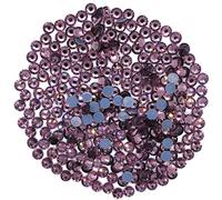 VENUS3 Premium DMC Hot Fix Rhinestone Glass Gemstones Sparkling Flat Back Iron or Glue on Diamante DIY Art and Craft Nail Art Bling Beads (SS10: 2.8-3mm - 400 Stones/Pack, Amethyst Light)