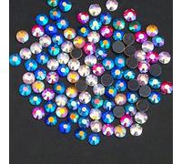 VENUS3 Premium DMC Hot Fix Rhinestone Glass Gemstones Sparkling Flat Back Iron or Glue on Diamante DIY Art and Craft Nail Art Bling Beads (SS10: 2.8-3mm - 400 Stones/Pack, Mixed AB)