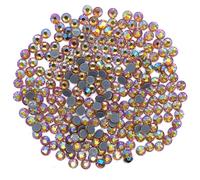 VENUS3 Premium DMC Hot Fix Rhinestone Glass Gemstones Sparkling Flat Back Iron or Glue on Diamante DIY Art and Craft Nail Art Bling Beads (SS10: 2.8-3mm - 400 Stones/Pack, Topaz AB)