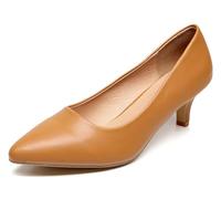 VenusCelia Women's Rokoko Pump Kitten Heel Shoe, Tan, 7.5 UK