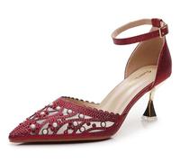 VenusCelia Women's Shining Lady Slingback Pump Shoe, Burgundy, 3 UK