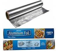 Venuscello® 1 x Aluminium Kitchen Foil Roll 450mm x 75m Catering Tin Food Wrap Roll for Cooking Baking Grilling Food Storage Heavy Duty Tear Resistant
