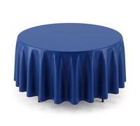 Venuscello 1 x Dark Blue Round Plastic Tablecloths Covers Reusable 84" (213cm) for Elegant & Durable Birthday & Events Table Decorations Home Use