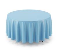 Venuscello 1 x Light Blue Round Plastic Tablecloths Covers Reusable 84" (213cm) for Elegant & Durable Birthday & Events Table Decorations Home Use