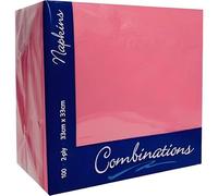 Venuscello® 100 x Combination Paper Napkins Pink 40cm x 40cm 2 Ply Serviettes Tissue Napkins for Parties Catering Events Dining Table Use Soft Absorbent Napkins