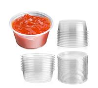 Venuscello® 100 x Deli Sauce Pots 2oz with Lid Round Food Container Tub for Ketchup Chutney Dips Salads Spices and more