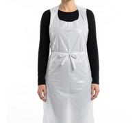 Venuscello® 100 x Heavy Duty White Disposable Aprons Adults Polythene PPE Protective Aprons 16 Micron Waterproof for Food Preparation Cleaning Catering Hygiene