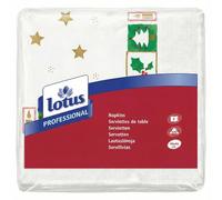 Venuscello® 100 x Lotus Christmas Paper Napkins 40cm x 40cm Disposable Festive Holly Star Design White Beverage Serviettes Tissue 2Ply