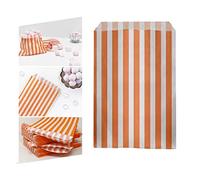 Venuscello® 100 x Paper Candy Bags Orange Striped Sweet Bag 7" x 9" for Christmas Birthday Party Halloween Wedding & Baby Shower