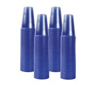 Venuscello 100 x Plastic Drinking Cups 7oz Blue Reusable Water Cooler Vending Cups Bulk for Cold Drinks Water Juice Party Catering Lightweight Durable Cups