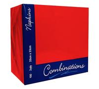 Venuscello® 100 x Serviettes Paper Napkins Red Disposable Recyclable Tissue 3 Ply 40cm for Catering Wedding Birthday Parties