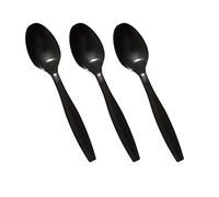 Venuscello 100 x Tithe Black Spoons Heavy Duty Plastic Cutlery Set Washable Reusable Ideal for Party | Kid's Parties | Buffets | Picnics | BBQ's | Weddings | Camping