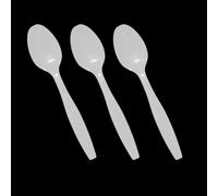 Venuscello 100 x Tithe White Spoons Heavy Duty Plastic Cutlery Set Washable Reusable Ideal for Party | Kid's Parties | Buffets | Picnics | BBQ's | Weddings | Camping