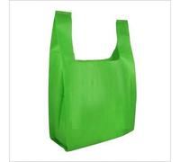Venuscello® 100 x Vest Style Carrier Bags Green Plastic 11" x 17" x 21" 18mu Heavy Duty Carry Bags for Vegetables Fruits Groceries Shopping