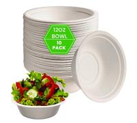 Venuscello® 100 x White Round 12oz (250ml) Bagasse Bowls Biodegradable Sugarcane Soup Bowls, Compostable Dessert Bowls for Parties Events and Everyday Use