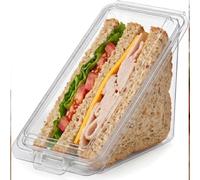 Venuscello® 1000 x Clear Hinged Lid Deep Fill Sandwich Wedges Container 11cm x 11cm x 6cm Plastic Food Packaging for Cafe Catering Sandwich Display