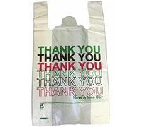 Venuscello® 1000 x Vest Style Carrier Bags Thank You Printed 11" x 16" x 19" Heavy Duty Carry Bags for Vegetables Fruits Groceries Shopping