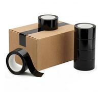 Venuscello® 12 x Parcel Packaging Tape Black Strong Adhesive Coloured Carton Sealing Tape 48mm x 66m for Packing Shipping Moving Storage Warehouse Office Use