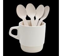 Venuscello 12 x Strong Disposable Cutlery Bagasse Spoons Heavy Duty Bagasse Biodegradable White Eco-Friendly & Compostable