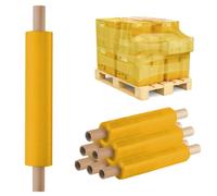Venuscello® 12 x Yellow Pallet Wrap Roll Extended Core 400mm x 200m Heavy Duty 20mu Stretch Film Industrial Strength Cling Packaging Shrink Waterproof Tear Resistant For Furniture Protection