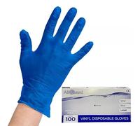 Venuscello 200 x Medium Vinyl Disposable Gloves Blue - Powder Free & Latex Free - Strong & Durable Plastic Gloves for Food Prep, Tattoo, Hairdressing & Medical Use - Non-Sterile & Ambidextrous