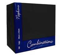Venuscello® 200 x Serviettes Tissue Paper Napkins Black Disposable Recyclable 2-Ply 33cm for Catering Wedding Birthday Parties Dinner Lunch