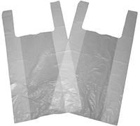 Venuscello® 200 x Vest Style Carrier Bags White Plastic 12" x 18" x 23" Heavy Duty Carry Bags for Vegetables Fruits Groceries Shopping