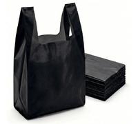Venuscello® 2000 x Heavy Duty Vest Carrier Bags 8" x 13" x 18" Black Embossed Plastic Retail Shopping Carry Bags Multipurpose Grocery Takeaway Supermarket Shops