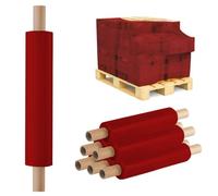 Venuscello® 24 x Red Pallet Wrap Roll Extended Core 400mm x 200m Heavy Duty 20mu Stretch Film Industrial Strength Cling Packaging Shrink Waterproof Tear Resistant for Furniture Protection