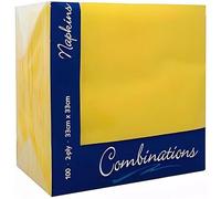 Venuscello® 300 x Combination Paper Napkins Yellow 40cm x 40cm 2 Ply Serviettes Tissue Napkins for Parties Catering Events Dining Table Use Soft Absorbent Napkins