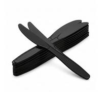 Venuscello® 300 x Tithe Black Plastic Knives Heavy Duty Reusable Strong Grip Lightweight Cutlery for Party BBQ Salad Fruits Snacks Picnic Catering Weddings & Events