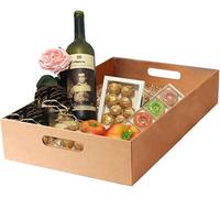 Venuscello® 50 x Cardboard Gift Hamper Tray 16 x 10.5 x 4Inch Empty Presentation Box Reusable Serving Container Christmas Drink Cans Snacks Wine Beer Sweet Food Storage Basket